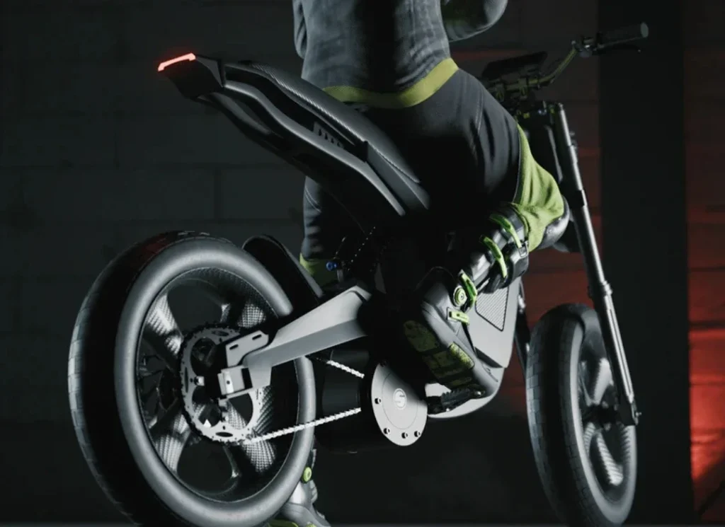 Electric motorcycle closeup shot